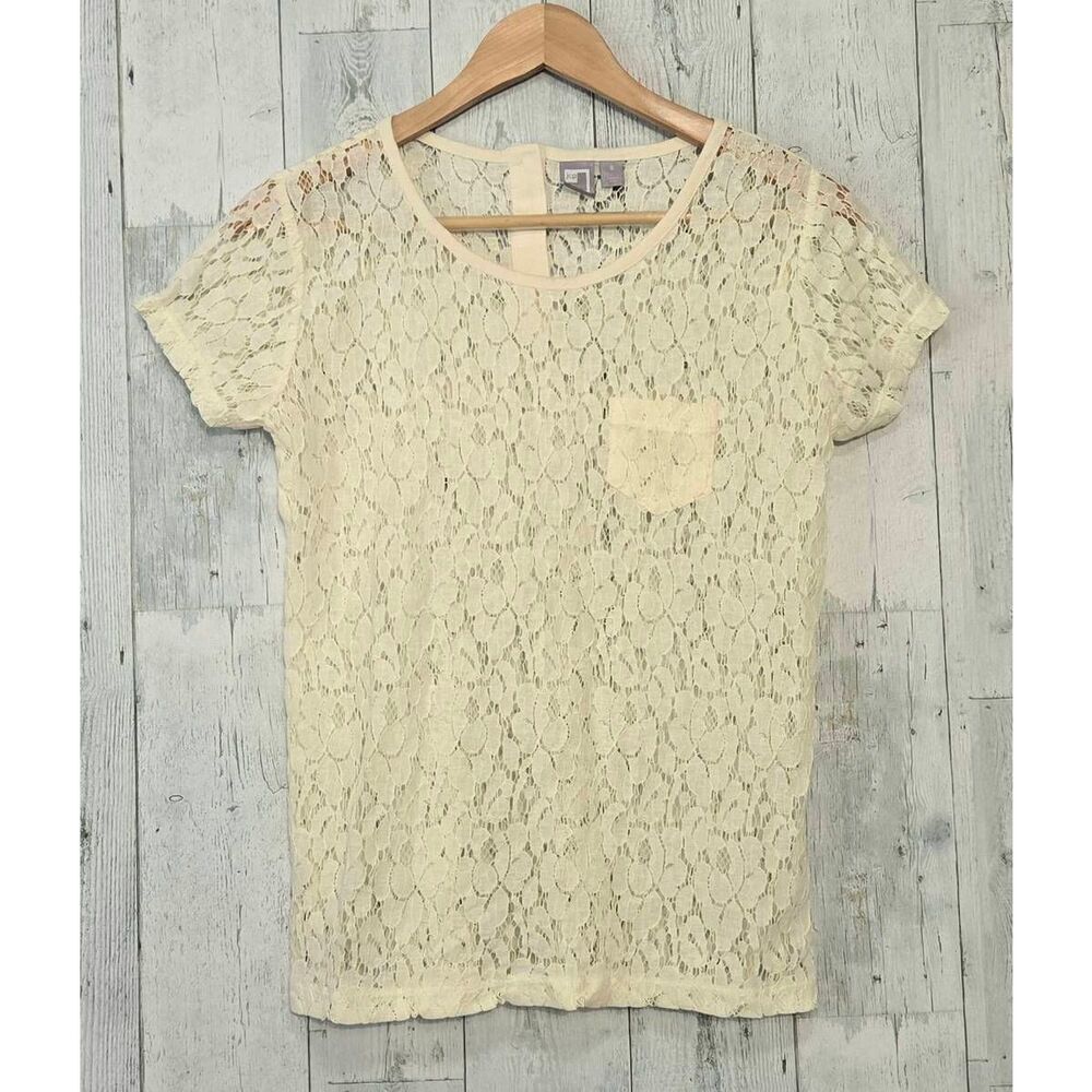 VTG JCPenney Sheer Lace Floral Short Sleeved T-shirt Tee Top Sz. S